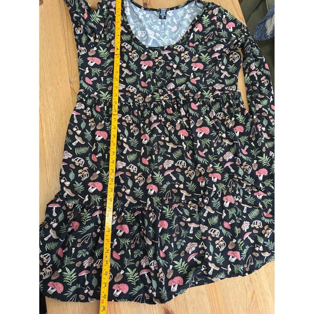 Hot Topic 3X Woodland Mushroom  Long Sleeve Tiered Babydoll Dress Black - Picture 9 of 9